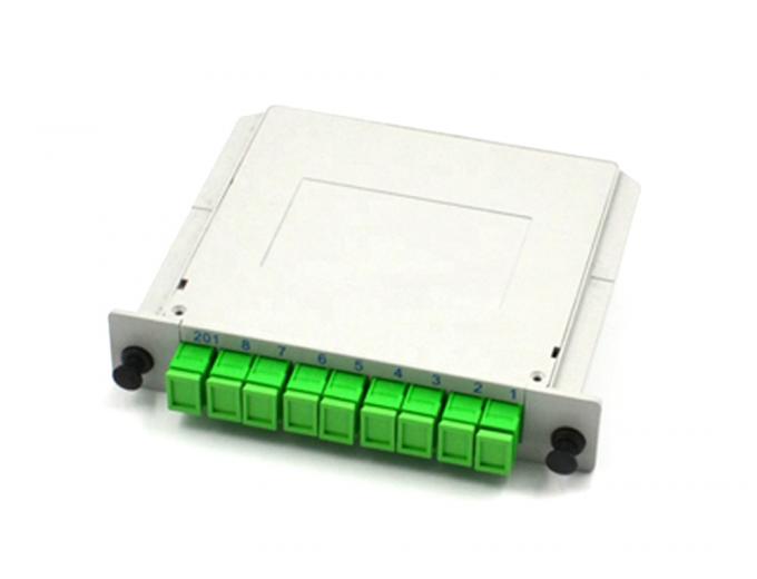 Green 1×8 Fiber Optic PLC Splitter in LGX Rack Mountable Box