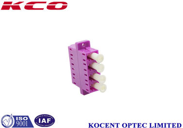 Compact Purple Fiber Optic Adapter LC OM4 No Dust Cap With Flange 4 Channel Way