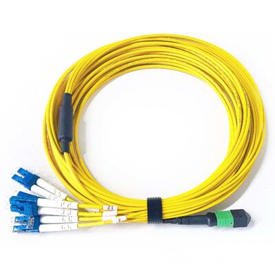 Single Mode 8 Fibers APC Polished MPO MTP Break-out Patch Cable with Polarity Method A B C to LC Duplex Fiber Optic Break-out Cable