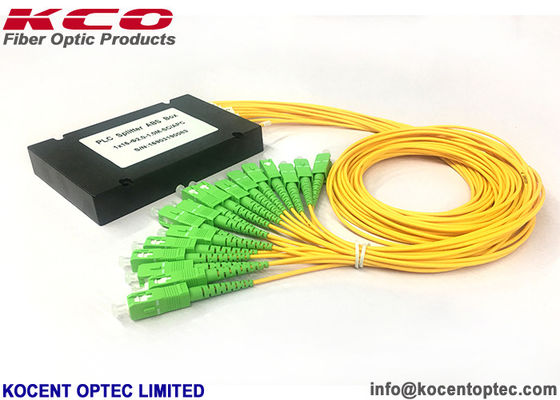 1x16 PLC Fiber Optic Splitter with 0.9mm 2.0mm 3.0mm Cable Options in ABS Box for Modular Networks