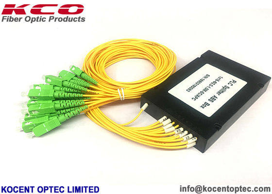 1x16 PLC Fiber Optic Splitter with 0.9mm 2.0mm 3.0mm Cable Options in ABS Box for Modular Networks