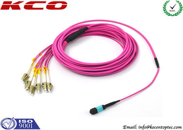 LSZH Pink Cover LC FC SC Type MPO Breakout Cable and MPO Fan Out Cable for Fiber Optics