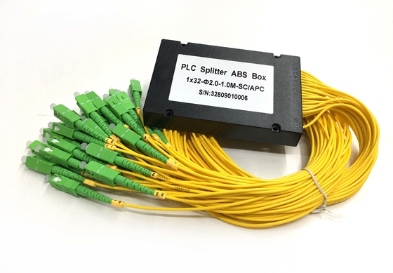 1x32 PLC Passive Fiber Optic Splitter SC APC Connector ABS Box Type