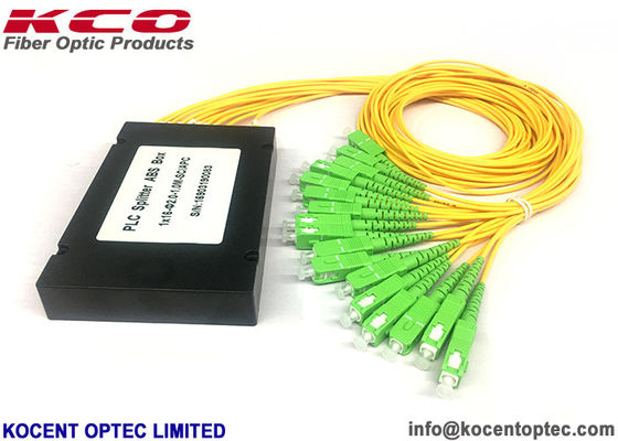 1x16 PLC Fiber Optic Splitter with 0.9mm 2.0mm 3.0mm Cable Options in ABS Box for Modular Networks